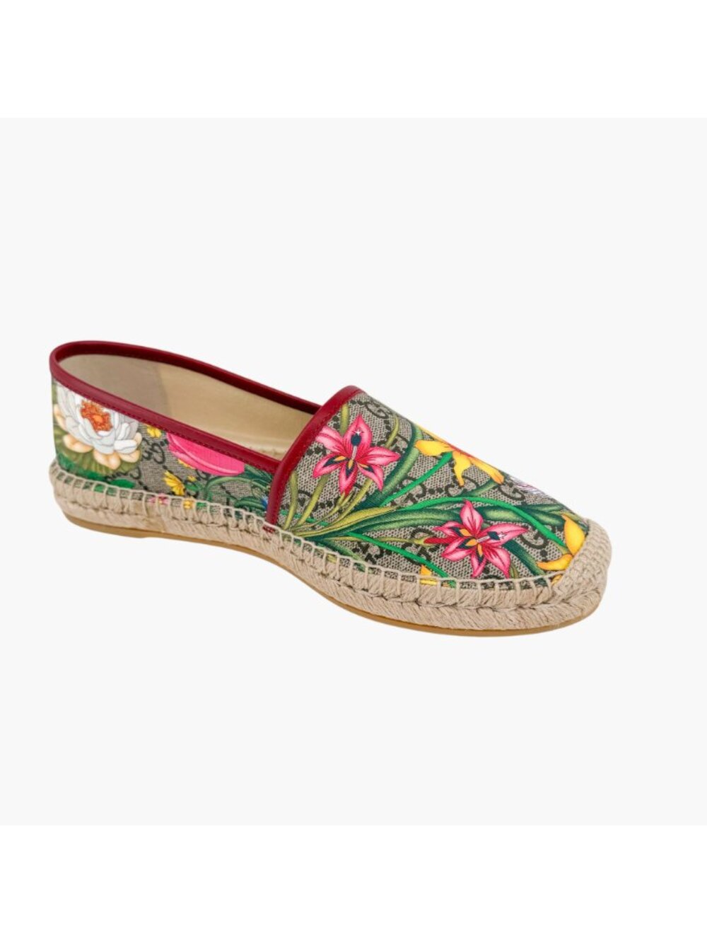 Gucci GG Flora Espadrilles Beige Canvas Flats Floral Supreme Size 40 US 10 - Picture 11 of 14